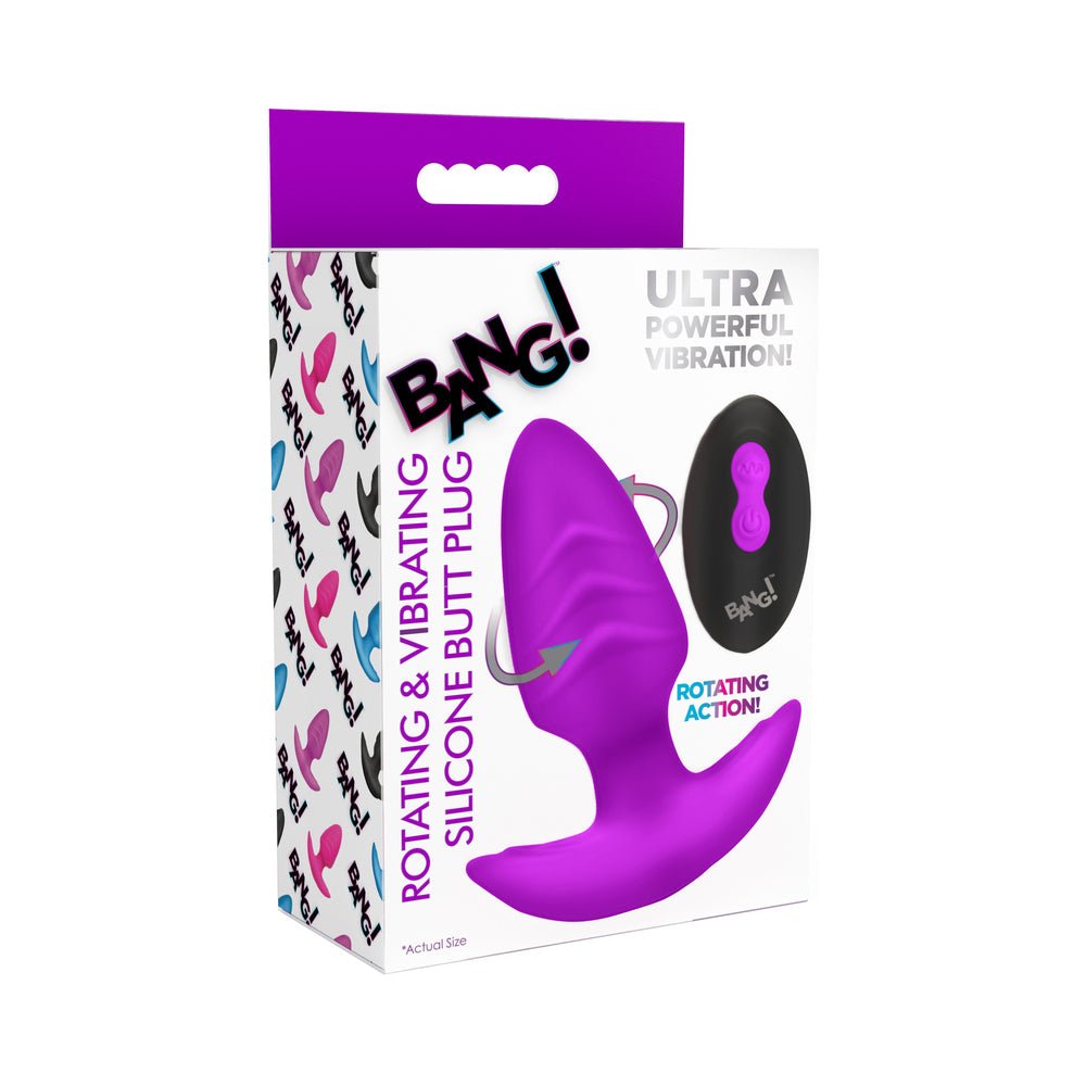 bang-rotating-vibrating-silicone-butt-plug-with-remote-purple BANG! Rotating & Vibrating Silicone Butt Plug with Remote Purple - Image 1