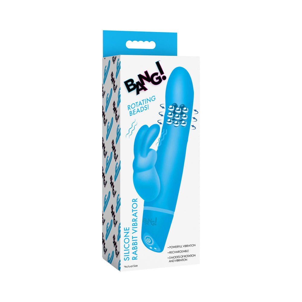 bang-silicone-rabbit-vibrator-blue BANG! Silicone Rabbit Vibrator Blue - Image 1