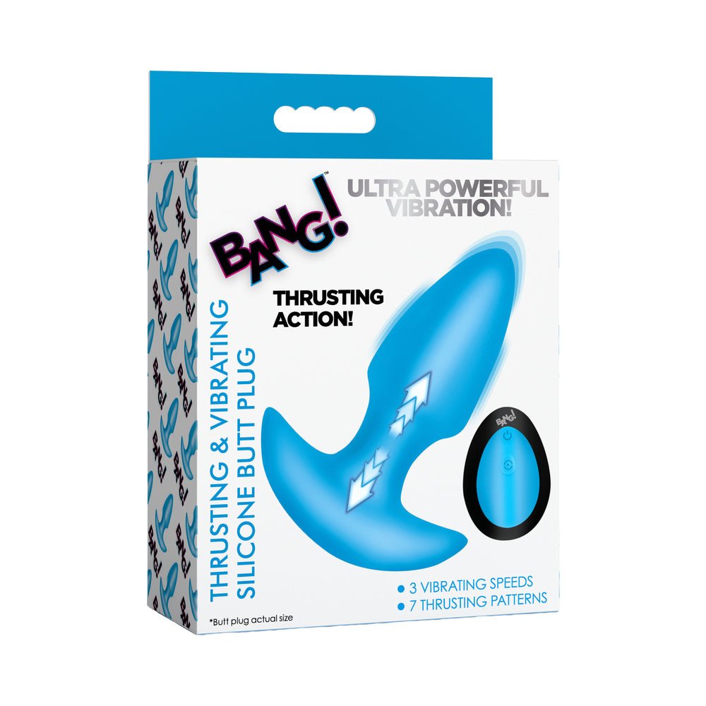 bang-thrusting-vibrating-silicone-butt-plug-blue BANG! Thrusting & Vibrating Silicone Butt Plug Blue - Image 1