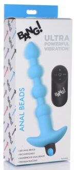 Bang - Vibrating Silicone Anal Beads and Remote  Control - Blue - Image 2