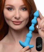Bang - Vibrating Silicone Anal Beads and Remote  Control - Blue - Image 3