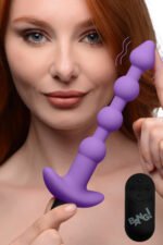 Bang - Vibrating Silicone Anal Beads and Remote Control - Purple - Image 3