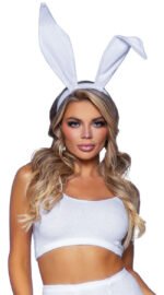 Bendable Velvet Bunny Rabbit Ears - White - Image 2