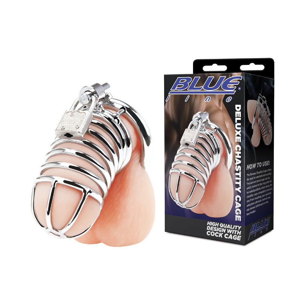 blue-line-deluxe-chastity-cage-silver Blue Line Deluxe Chastity Cage Silver - Image 1