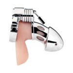Blue Line Obedience Cage – 5-Piece Metal Chastity Set with Padlock - Image 4