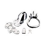 Blue Line Obedience Cage – 5-Piece Metal Chastity Set with Padlock - Image 5
