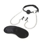 Breathable Ball Gag With Nipple Clamp Chain - Image 2