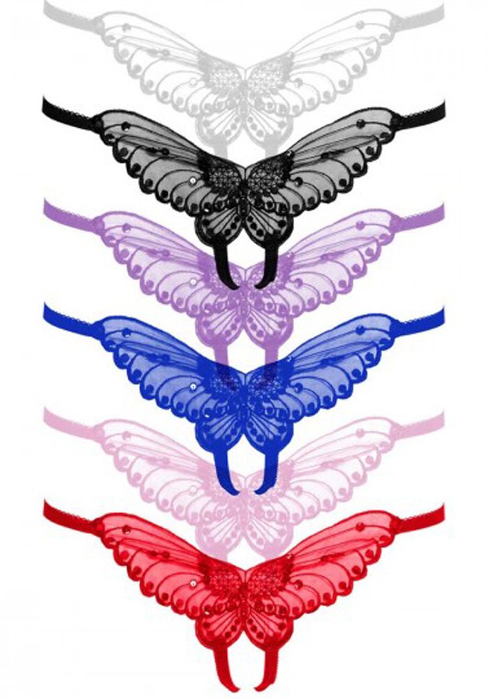 butterfly-crotchless-panty-with-pearl-accents-assorted-colors-one-size Butterfly Crotchless Panty With Pearl Accents - Assorted Colors - One Size - Image 1