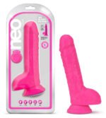 Neo - 9 Inch Dual Density Dildo - Neon Pink - Image 5