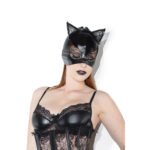 Cat Mask with Lace Eyes and Ears Black OS Hanging - Image 3