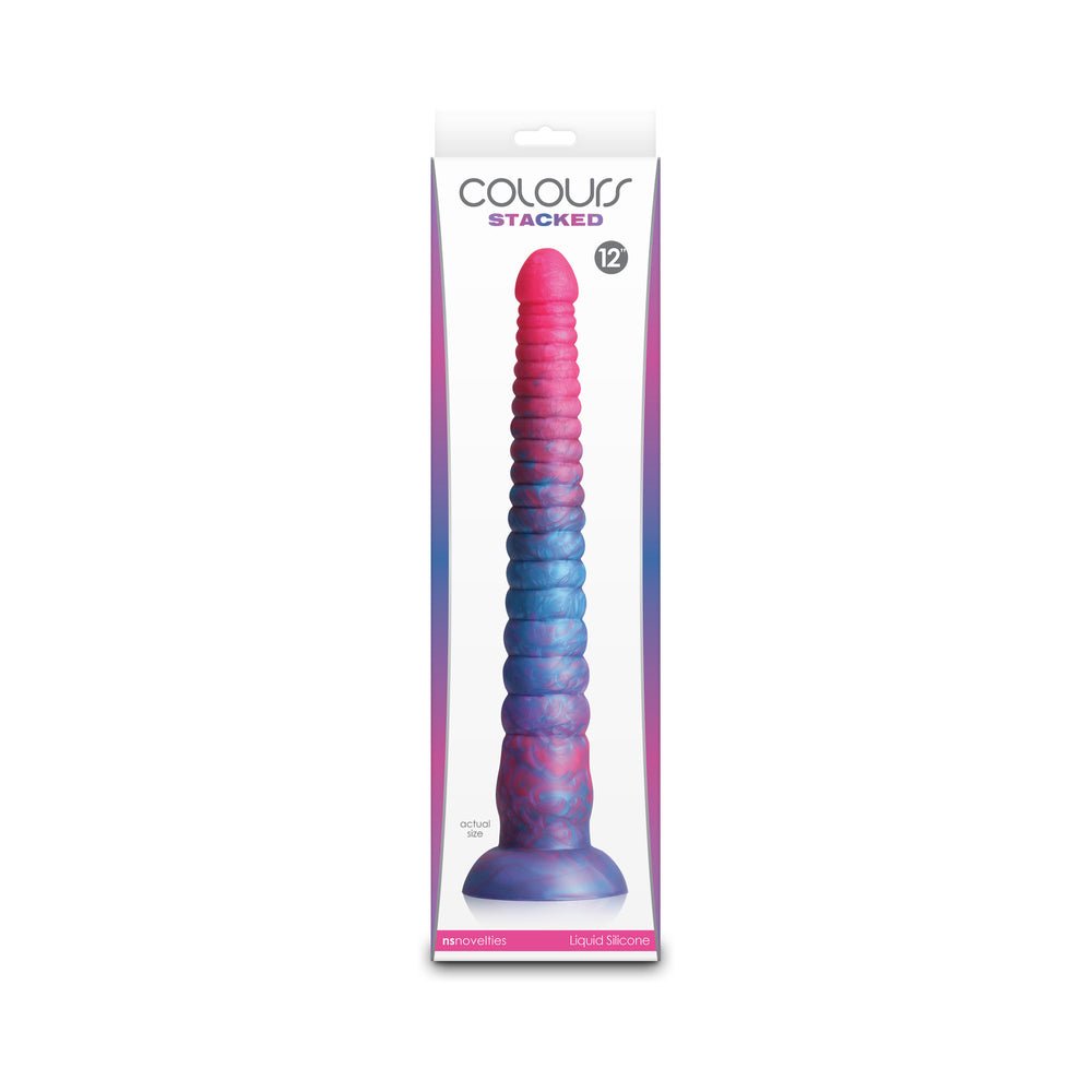 colours-stacked-12-in-dildo-pinkblue Colours Stacked 12 in. Dildo Pink/Blue - Image 1