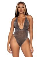 Convertible Lurex Rhinestone Teddy - One Size - Black Silver
