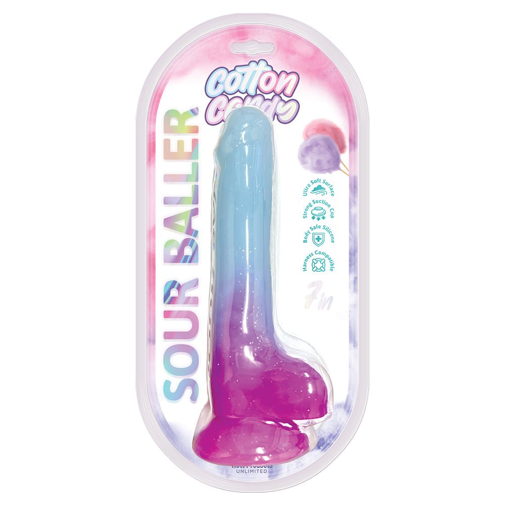 cotton-candy-sour-baller-7-in-silicone-dildo-aquapurple Cotton Candy Sour Baller 7 in. Silicone Dildo Aqua/Purple - Image 1