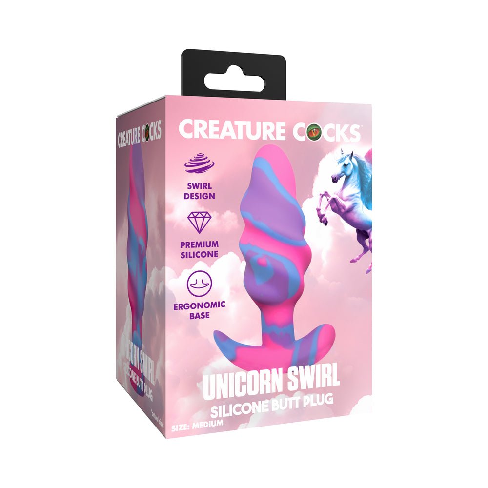 creature-cocks-unicorn-swirl-silicone-butt-plug-large Creature Cocks Unicorn Swirl Silicone Butt Plug Large - Image 1