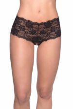 Crotchless Lace Boyshort - 1x2x - Black