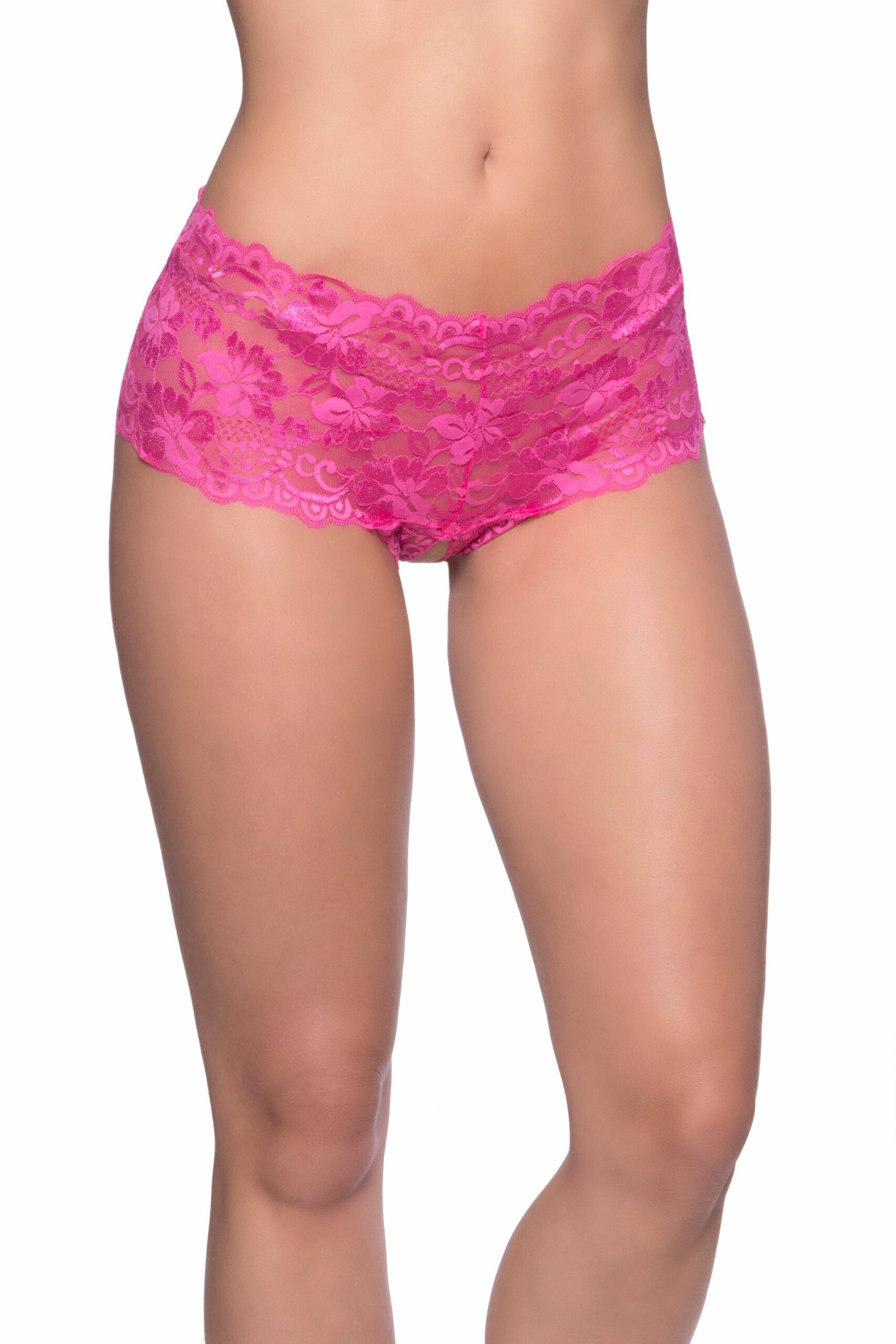 crotchless-lace-boyshort-largeextra-large-pink Crotchless Lace Boyshort - Large/extra Large - Pink - Image 1