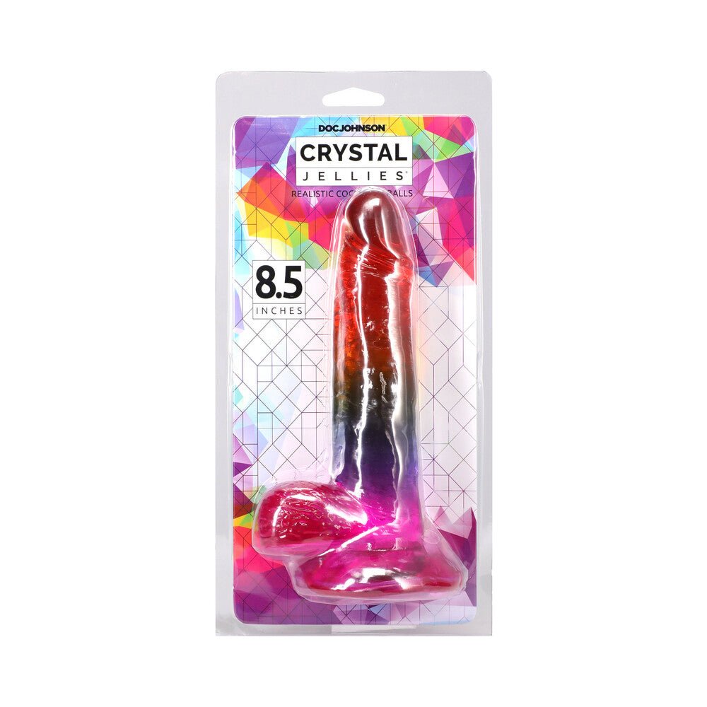 crystal-jellies-85-in-realistic-cock-with-balls-rainbow Crystal Jellies 8.5 in. Realistic Cock with Balls Rainbow - Image 1