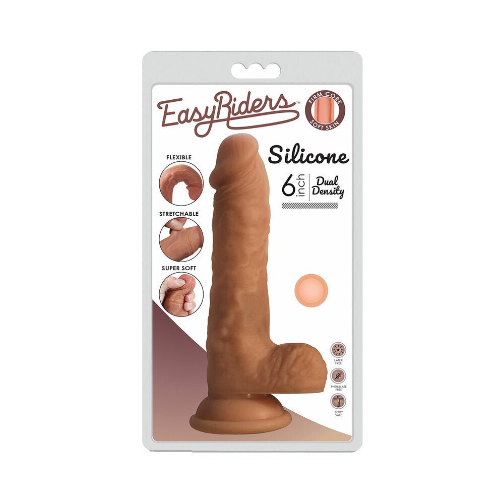 curve-toys-easy-riders-6-in-dual-density-silicone-dildo-with-balls-suction-cup-light Curve Toys Easy Riders 6 in. Dual Density Silicone Dildo with Balls & Suction Cup Light - Image 1