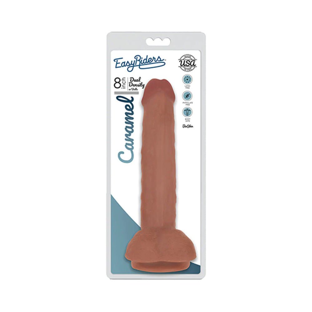 curve-toys-easy-riders-8-in-dual-density-dildo-with-balls-suction-cup-tan Curve Toys Easy Riders 8 in. Dual Density Dildo with Balls & Suction Cup Tan - Image 1