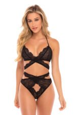 Cut Out Galloon Lace Bra Set - Black - L/xl - Image 2