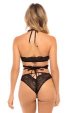 Cut Out Galloon Lace Bra Set - Black - S/m
