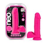 Neo Elite - 8 Inch Silicone Dual Density Cock With Balls - Neon Pink - Image 7