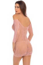Demure Long Sleeve Mini Dress - Rose - Medium/  Large