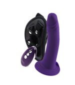Diki Rechargeable Vibrating Dildo With Harness - Deep Purple - Image 4