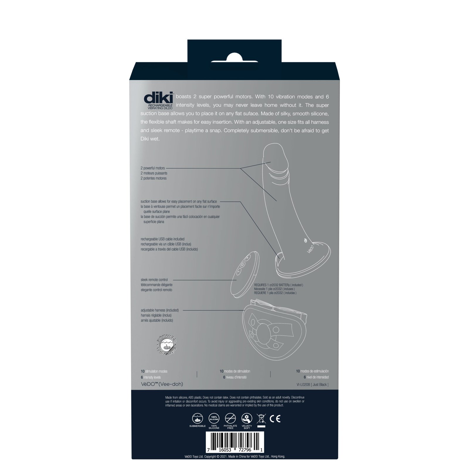 diki-rechargeable-vibrating-dildo-with-harness-just-black Diki Rechargeable Vibrating Dildo With Harness - Just Black - Image 1