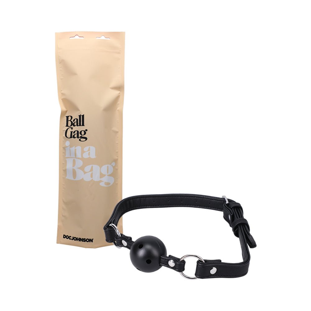 doc-johnson-ball-gag-in-a-bag-faux-leather-breathable-black Doc Johnson Ball Gag In A Bag Faux Leather Breathable Black - Image 1