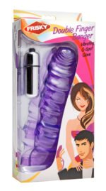 Double Finger Banger Vibrating G-Spot Glove - Purple - Image 3