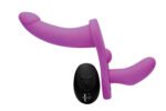 Double Take 10x Vibrating Double Penetration Adjustable Strap-on Purple - Image 2