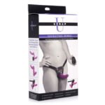 Double Take 10x Vibrating Double Penetration Adjustable Strap-on Purple