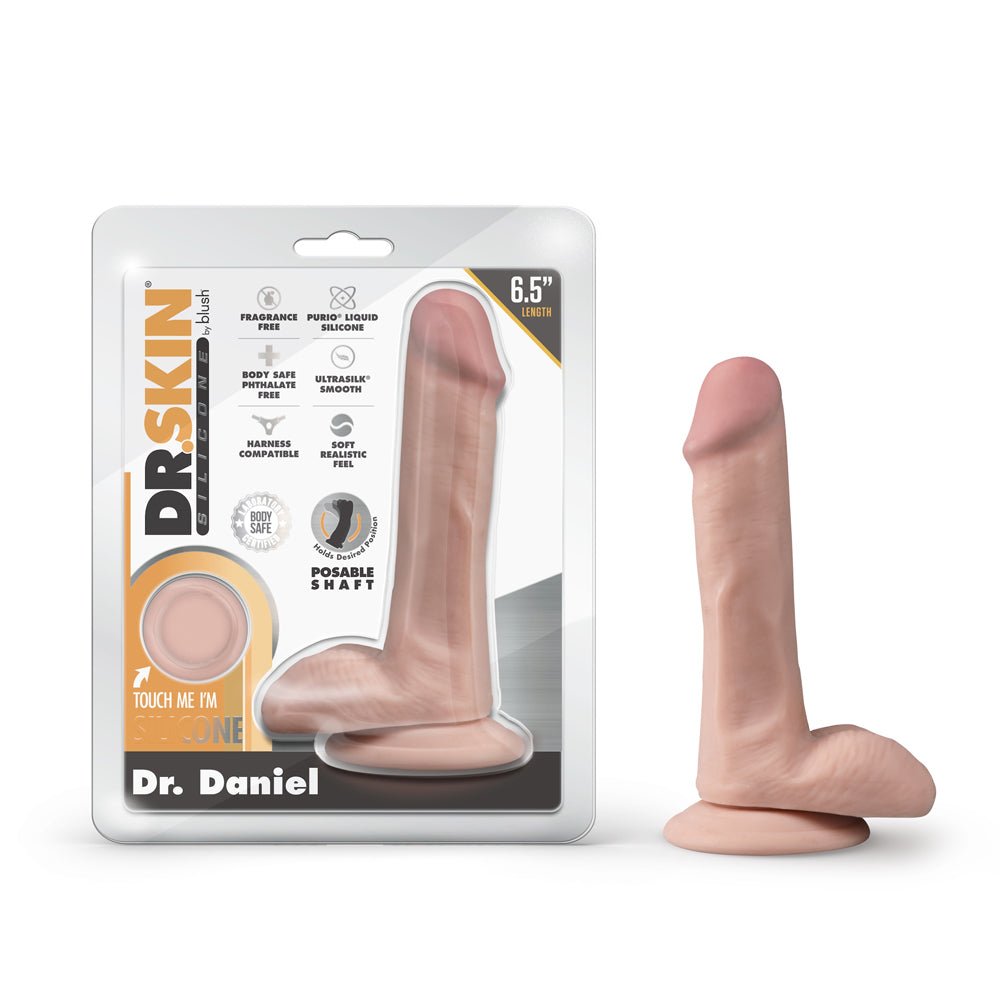 dr-skin-silicone-dr-daniel-65-in-posable-dildo-with-balls-beige Dr. Skin Silicone Dr. Daniel 6.5 in. Posable Dildo with Balls Beige - Image 1