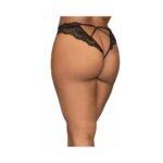 Dreamgirl Lace Tanga Open-Crotch Panty with Elastic Open Back – Black, Size 3X - Image 2