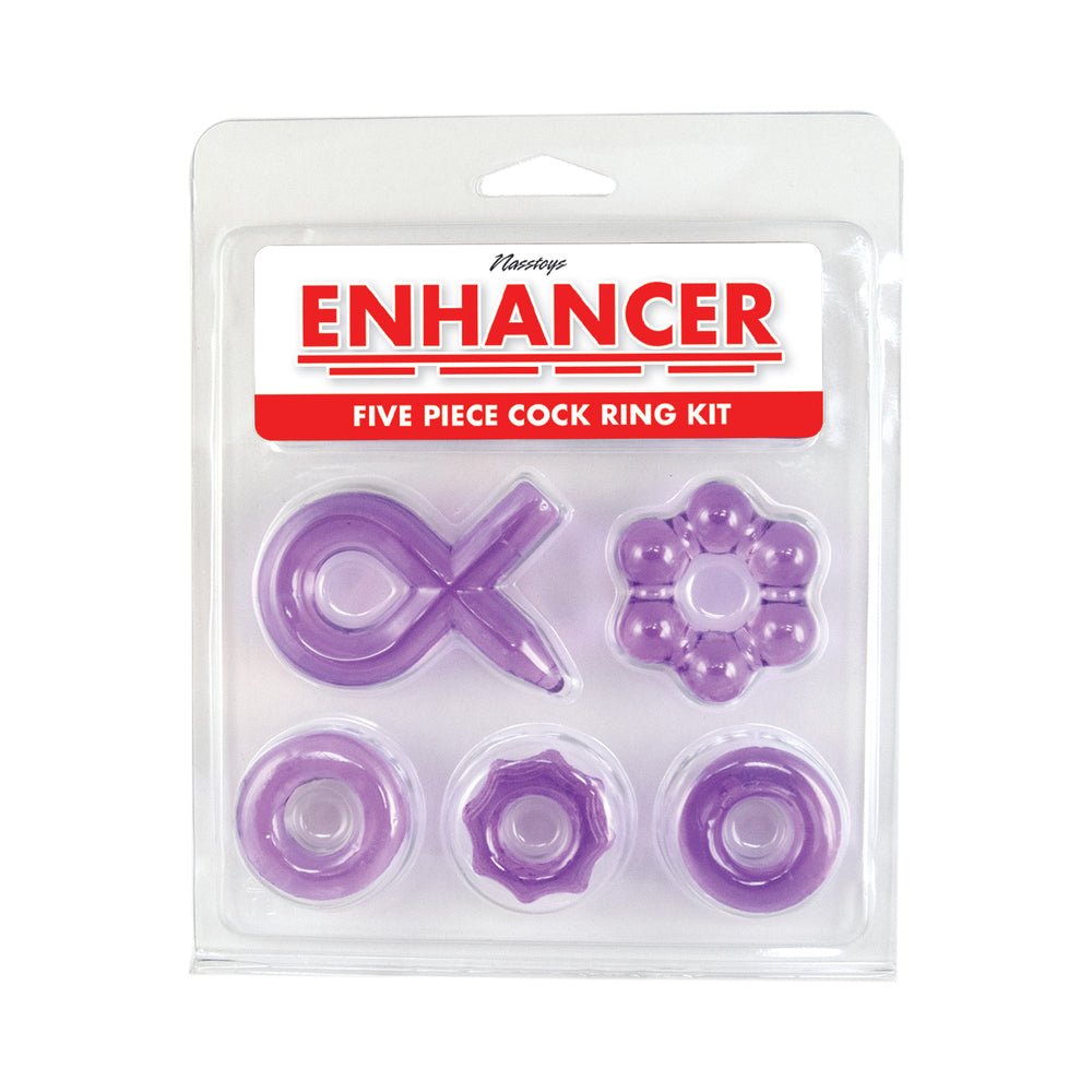 enhancer-five-piece-cock-ring-set-purple Enhancer Five Piece Cock Ring Set Purple - Image 1