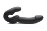 Evoke Rechargeable Vibrating Silicone Strapless Strap on - Black - Image 3