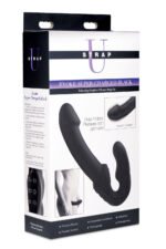Evoke Rechargeable Vibrating Silicone Strapless Strap on - Black - Image 4