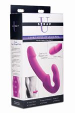 Evoke Rechargeable Vibrating Silicone Strapless Strap on - Pink - Image 3