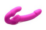 Evoke Rechargeable Vibrating Silicone Strapless Strap on - Pink - Image 4