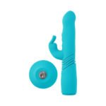 Evolved Bunny Hop Rechargeable Silicone Thrusting Rabbit Vibrator Teal - Image 3