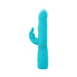 Evolved Bunny Hop Rechargeable Silicone Thrusting Rabbit Vibrator Teal - Image 4