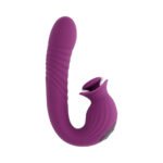 Evolved Deep Ecstasy Wild Aster Ribbed Thrusting Vibrator with Rotating Clitoral Stimulator – Purple - Image 3