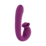 Evolved Deep Ecstasy Wild Aster Ribbed Thrusting Vibrator with Rotating Clitoral Stimulator – Purple - Image 4