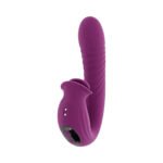 Evolved Deep Ecstasy Wild Aster Ribbed Thrusting Vibrator with Rotating Clitoral Stimulator – Purple - Image 6