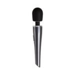 Evolved Mighty Metallic Wand Rechargeable Silicone Wand Vibrator Chrome/Black - Image 3