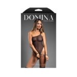 Fantasy Lingerie Domina One-Shoulder Mesh Teddy & Matching Rope Cuffs; Silver Hardware M/L