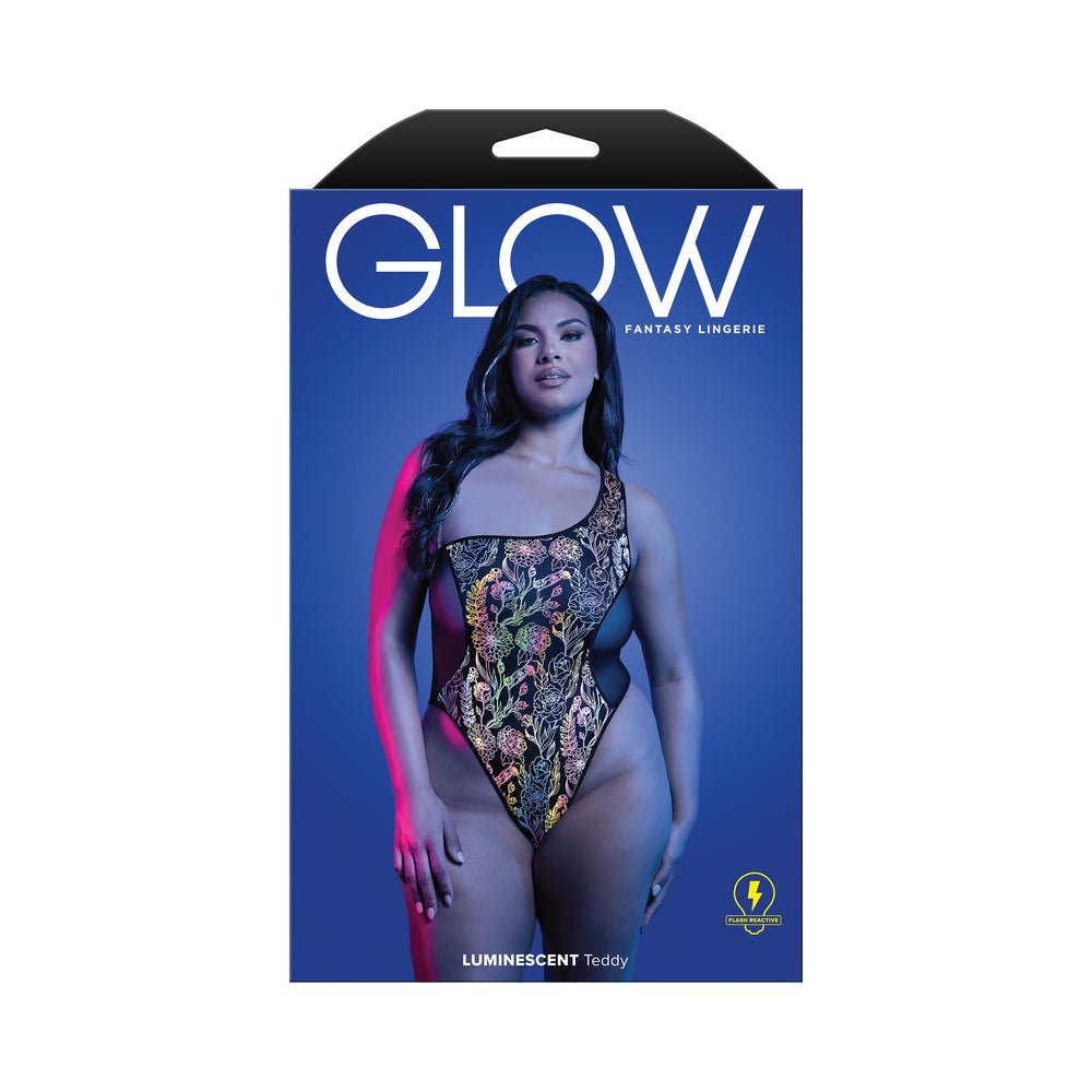 fantasy-lingerie-glow-luminescent-floral-print-one-shoulder-teddy-queen-size Fantasy Lingerie Glow Luminescent Floral Print One-Shoulder Teddy Queen Size - Image 1