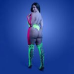 Fantasy Lingerie Glow Paradigm UV Reactive Halter Teddy Bodystocking Queen Size - Image 3