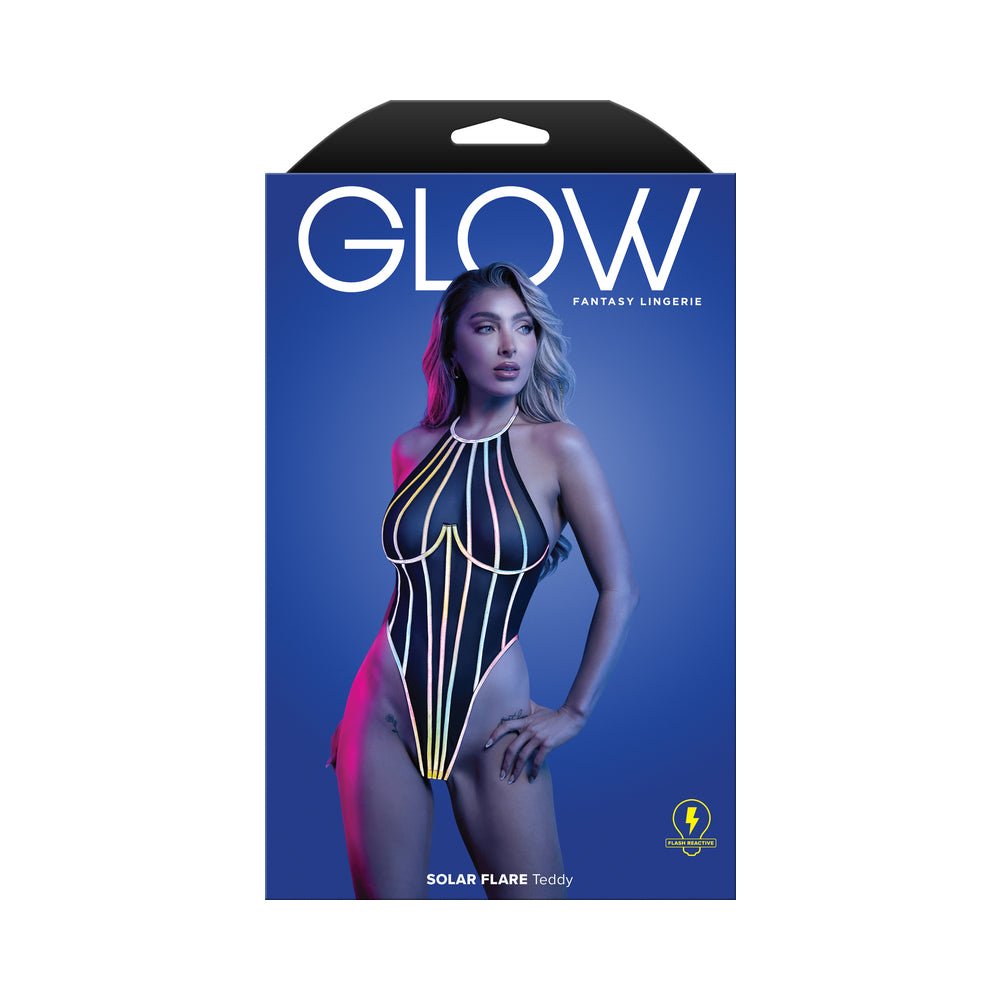 fantasy-lingerie-glow-solar-flare-halter-tie-teddy-with-underwire-sm Fantasy Lingerie Glow Solar Flare Halter Tie Teddy with Underwire S/M - Image 1